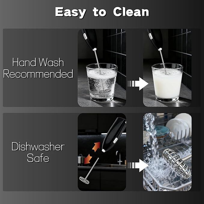3-Pack Milk Frother, Powerful Handheld Drink Mixer with Stainless Steel Whisk, Battery Operated Frother Wand for Coffee
