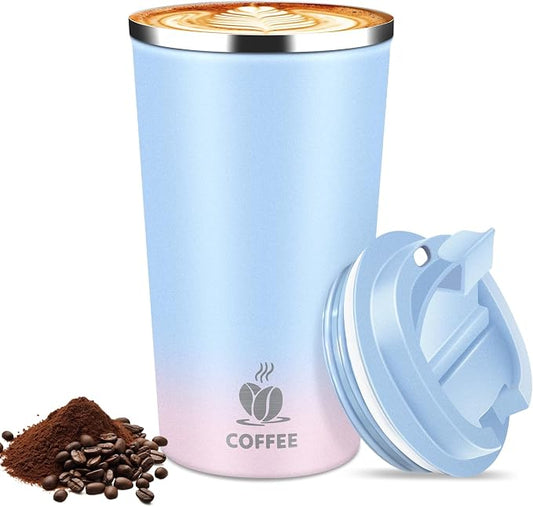 17oz Insulated Travel Coffee Mug with Flip Lid – Leakproof Stainless Steel Insulated Coffee Tumblers, Reusable Coffee Cup for Hot & Cold Drinks, Perfect for Camping & On-the-Go by Hwawhin