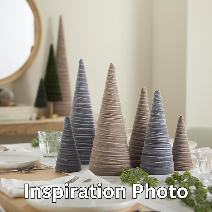 Your Heart's Content Taupe Velvet Trees Set of 3, Winter Mantel Décor, Valentine Tree tablescape, Handcrafted Holiday Centerpiece, Made in USA Modern Farmhouse, Cozy Gift for (Taupe) - Image 5