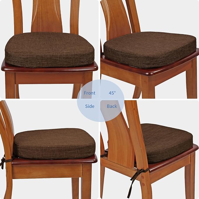 BUYUE Thickened 2.5" Friendly Woven Fabric Dining Chair Cushion, U-Shape High Density Foam Comfortable Chair Pad for Kitchen, Slip Resistant Indoor Seat Cushion (1 Piece, Chocolate) - Image 2