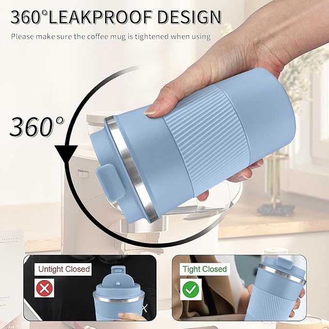 Insulated Travel Coffee Mug, Stainless Steel Coffee Cup with Leakproof Lid | Double-wall insulation keeps drinks hot or cold for hours, with a leakproof lid and portable stainless steel design - Image 5