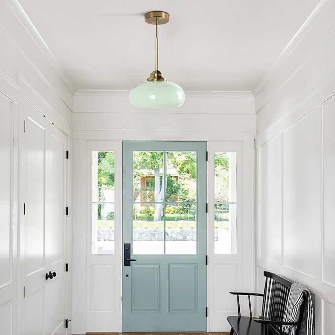 KCO Lighting Nordic Green Glass Pendant Light Dining Room Hanging Light Fixture Gold Brass Mid Century Modern Kitchen Island Lights - Image 5