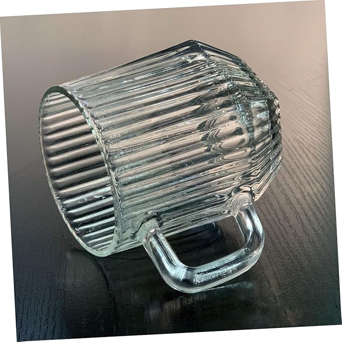 6pcs Vertical Stripe Glass Beer Cups Transparent Water Mugs Heat-resistant Coffee Holders for Home Kitchen and Cafe Use