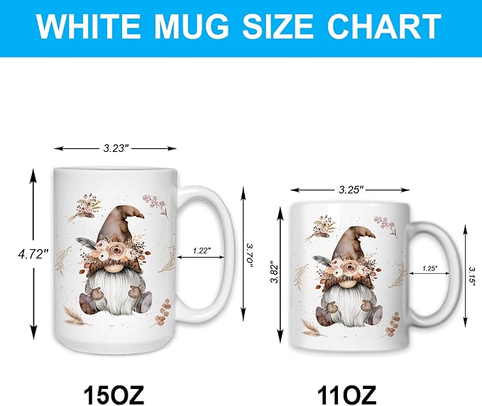 Hyturtle Personalized Gnome Mug Gifts For Women on Birthday Christmas | Gnome Themed Gift Ideas Presents For Girls Friends - Boho Flowers Custom Name 11oz White Ceramic Coffee Tea Mug - Image 5