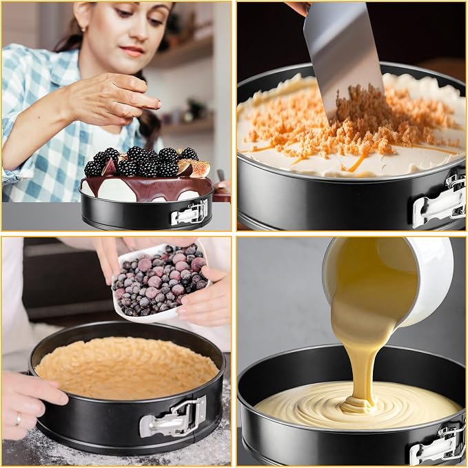 9 Inch Springform Cheesecake Pan with Lid and Protector Leakproof Spring Form Pan for Nonstick Cheesecake Travel Friendly Carbon Steel Bakeware for Pie Cake Pizza (9 inch) - Image 3