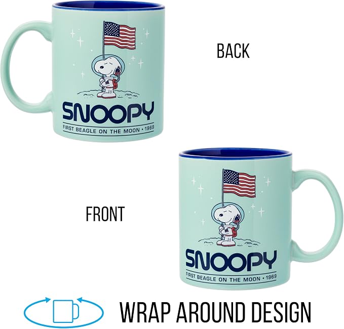 Silver Buffalo Peanuts Beagle on the Moon Snoopy Space, Ceramic Mug, 20oz | First, 0.59 Liters - Image 6