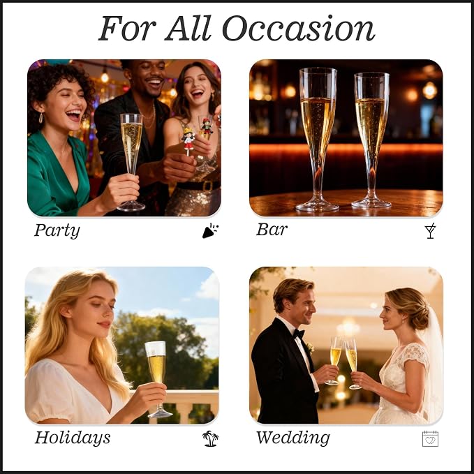 Bestluck 100Pack 4.5oz Clear Champagne Flutes Plastic | Plastic Disposable Stemware, Disposable Champagne Flutes for Party, Mimosa Bar, Wedding, Anniversary and Graduation - Image 7