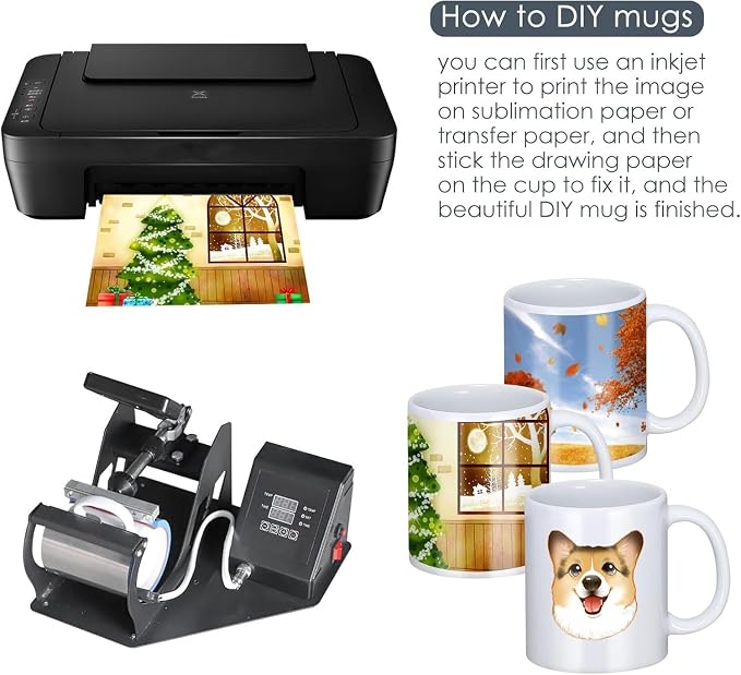 DANALLAN Sublimation Mugs, Premium Coffee Mugs Set of 12 White Ceramic Sublimation Cups 11 oz Christmas Coffee Mug for Soup Tea Milk Latte Hot Chocolate - Image 3