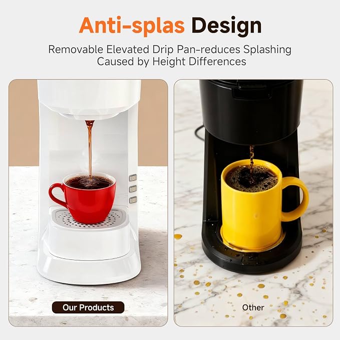Coffee Maker, Single Serve Brewer for K Pods & Ground-White | 2 in 1, 6-24oz and 2-4 Mins Rapid Brew, Compact Coffee Machine for Kitchen Office RV Camping - Image 4