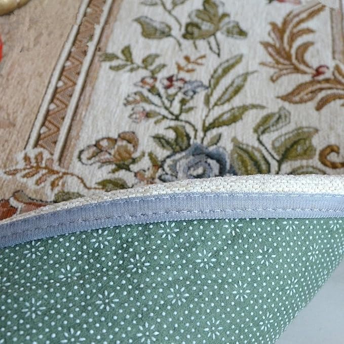 Luxury Soft Rustic Floral Area Rugs Washable Elegant Non Slip Accent Floor Rugs Carpet for Nursery Bedroom, 4' x 6', Beige Garden - Image 7