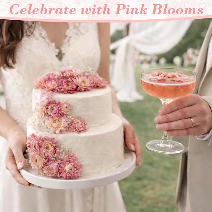 50+ Pcs Edible Pink Dried Flowers, Food Grade Helichrysum Strawflowers | Natural Edible Dried Flowers for Garnishing Cocktails, Cake Decorations, Drink Botanicals, Tea Infusions and DIY Crafts - Image 4