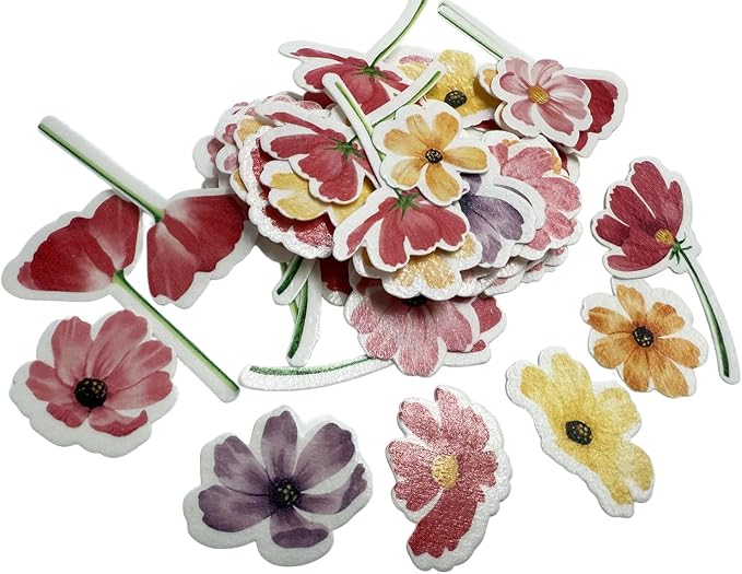 52-Piece Edible Multicolor Chamomile Daisy Cake Decorations – Assorted Colors, Flower Cupcake Toppers, Icing Decor for Birthday Parties, Baby Showers, Cookies, and Desserts - Image 7