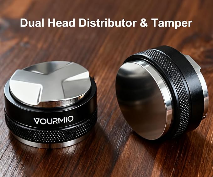 53mm Coffee Distributor and Tamper - Dual Head Coffee Leveler Compatible with Breville 54mm Portafilter, Depth Adjustable Espresso Hand Tampers, Barista Accessories