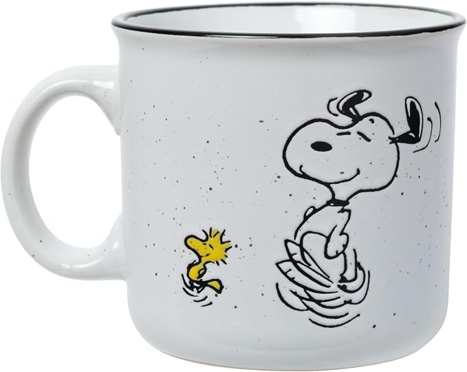 Silver Buffalo Peanuts Snoopy Wax Resist, Ceramic Camper Mug, 20oz | 0.59 Liters - Image 2