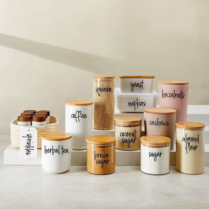 Talented Kitchen Pantry Labels for Food Containers - 157-Piece, Black Script Vinyl - Jar & Bin Labels & Food Storage Organization Stickers - Image 4