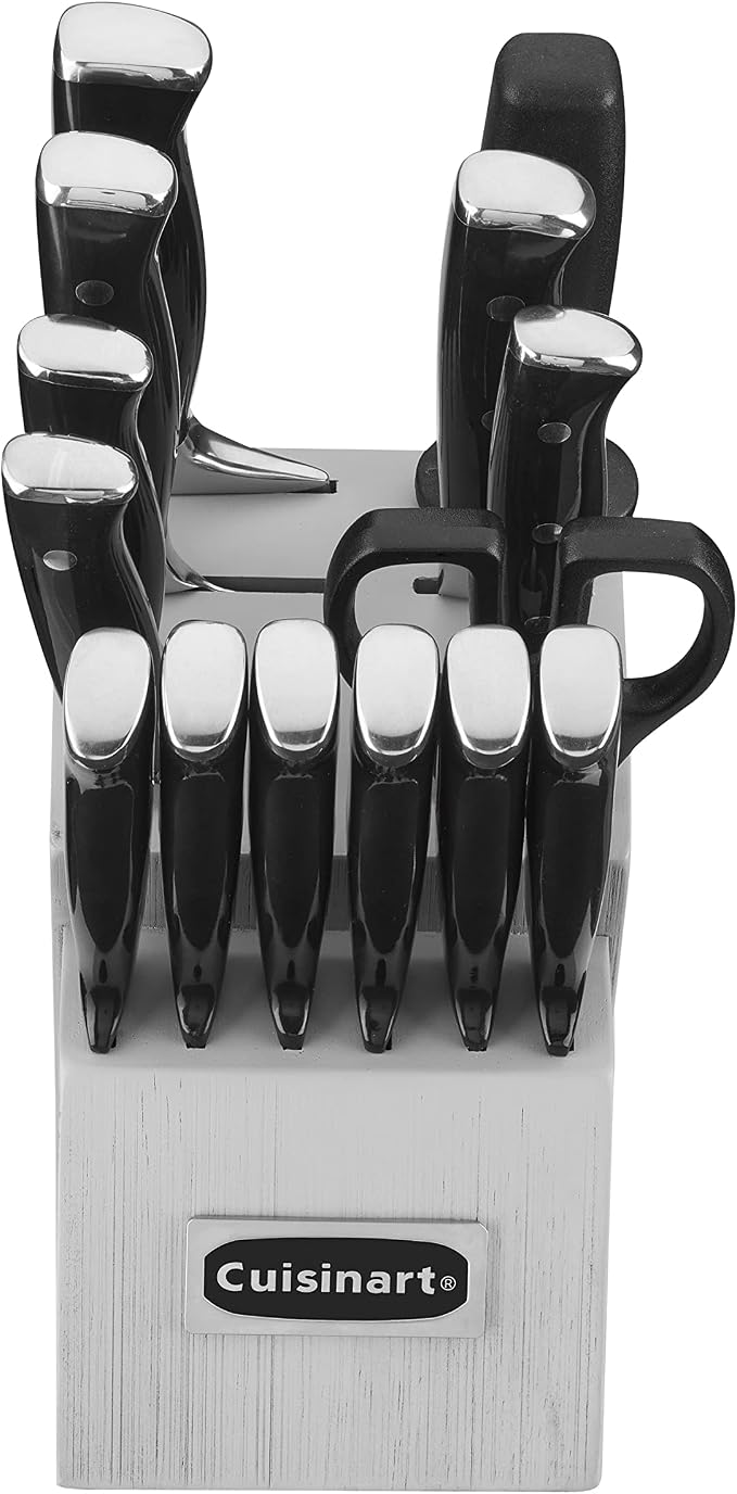 Cuisinart Classic Forged Triple Rivet, 15-Piece Knife Set with Block, Superior High-Carbon Stainless Steel Blades for Precision and Accuracy (Black/Gray) - Image 2