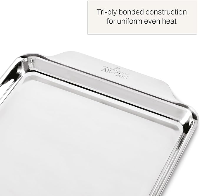 All-Clad Stainless Steel Jelly Roll Baking Pan 10" x 15" - Tri-ply Bonded for Consistent Baking- (Roast, Bake Cookies, Brownies and More) Professional Stainless Steel Bakeware - Image 4