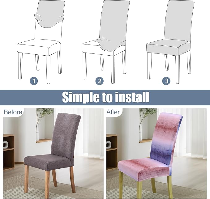 Dining Chair Covers, Stretch Seat Covers, Washable Furniture Protector | 6 Pack, Washable, Stretch Fit, Soft, Non Slip, Dining Chair Covers, Seat Protector, Furniture Protector - Image 4