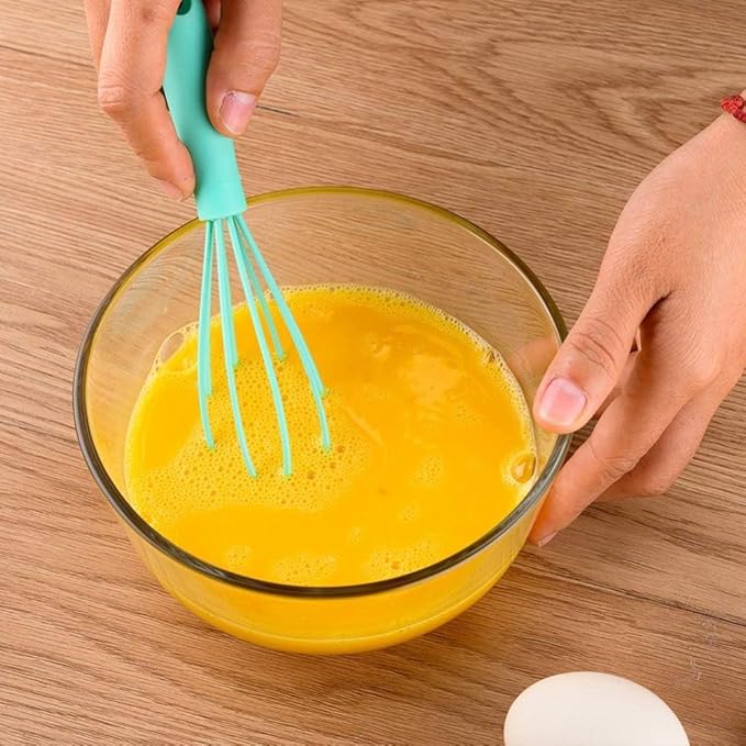 1Pc Black Mini Silicone Non-Stick Whisk, Milk and Egg Beater Blender, Hand Egg Mixer, Kitchen Whisks for Cooking, Baking, Mixing, Stirring, 6.7inch
