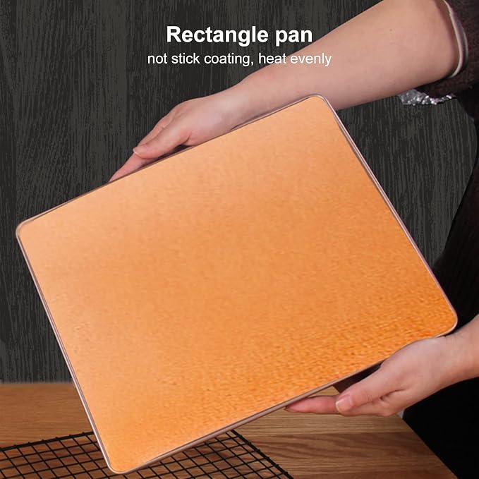 Non Stick Baking Pan Rose Gold Multifunctional Bakeware for Pizza and Bread 30.5x25.5cm - Carbon Steel Durable Tray - Image 8