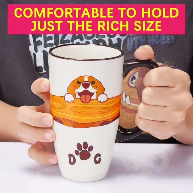 Ceramic Coffee Mug Porcelain Novelty Dog Mug for Dog Lover 20 oz Large Tea Mugs Birthday Gifts for Women Men Mom Dad Kids Teacher and Best Friends Give for Christmas Housewarming Holiday White - Image 5