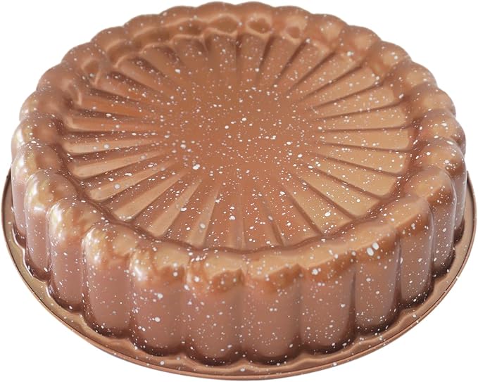 Nonstick Charlotte Cake Mold, 10 Inch Flower Shape Round Baking Pan | Carbon Steel Fluted Cake Tray, Decoration 3D for Jello, Pound Cakes - Coffee Gold, 1PC by Unknown