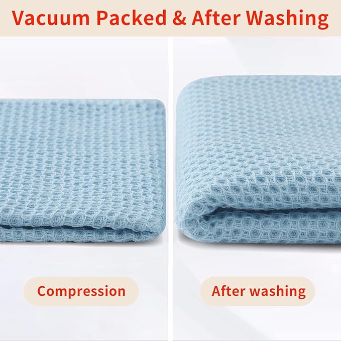 Homaxy 100% Cotton Waffle Weave Kitchen Dish Towels 4-Pack, Sky Blue | 13 x 28 Inches, Ultra Soft Absorbent Dish Towels, Quick Drying Cleaning Towels - Image 8