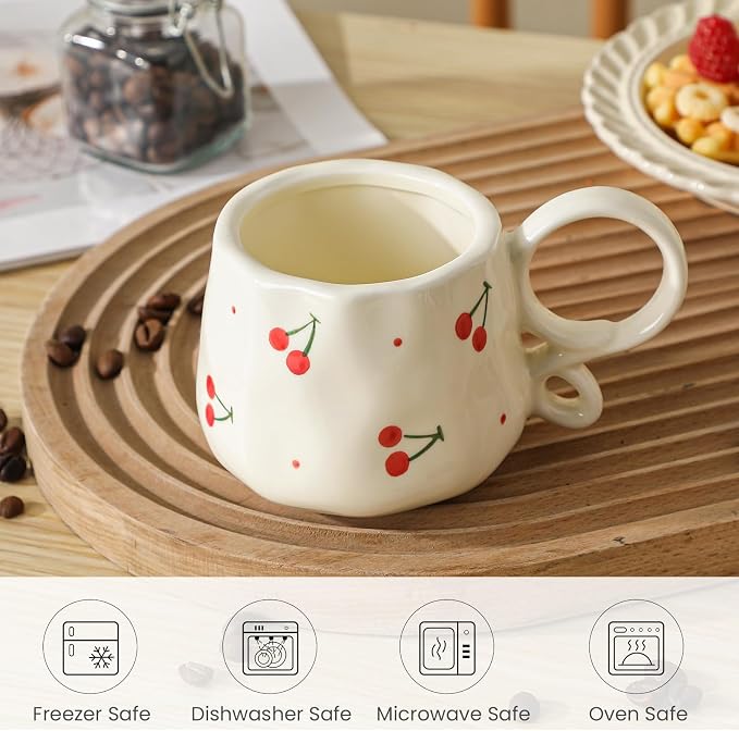 Ceramic Cute Mug For Women,Pretty Coffee Mug,9 oz,Nnique Espresso Mug.Hand-Painted Tea Cup for Women - Image 2