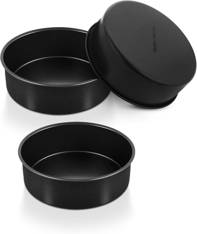 P&P CHEF 6 Inch Cake Pan Set of 3, Non-Stick Round Cake Pans | Round Cake Tins for Tier Smash Cakes, Baking Pans Set & Essential Bakeware, Stainless Steel Core & Leak-Proof by PPCHEF