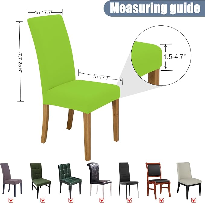 Dining Chair Covers, Stretch Seat Covers, Washable Furniture Protector | Washable, Stretch Fit, Soft, Non Slip, Dining Chair Covers, Seat Protector, Furniture Protector - Image 5