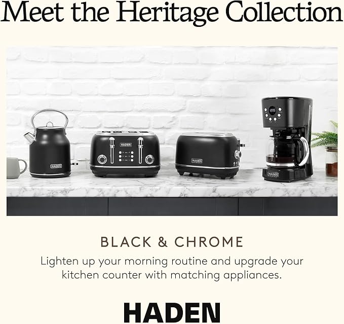 HADEN Coffee Machine, 12 Cup Programmable Drip Coffee Maker with Auto Shut-Off Function and Reusable Washable Water Filter, Black & Chrome - Image 5