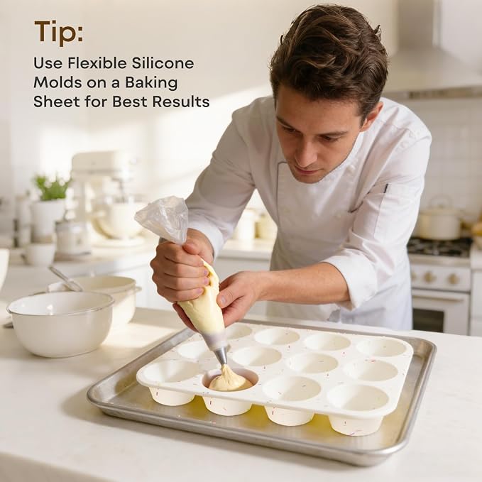 Silicone Muffin Pans for Baking,12 Cup Nonstick Cupcake Pan 2Pcs | Food-Grade Silicone Muffin Tin, Oven Dishwasher Freezer Safe Silicone Molds for Home Baking DIY, Cupcakes, Egg Bites - Image 3
