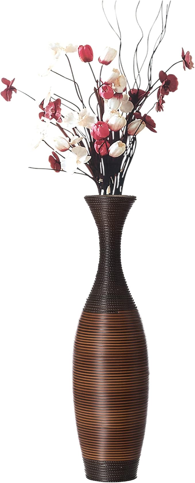 Uniquewise Tall Designer Floor Vase - 41 Inch Large Artificial Rattan Vase for Home Decor, Living Room or Hallway - Brown by Uniquewise