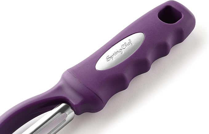 Spring Chef Swivel Vegetable Peeler w/Ergonomic Handle, Set of 2, Purple | Premium Potato Peeler w/ Ultra Sharp Stainless Steel Blades, Multifunctional Veggie Peeler for Apple, Carrot, Cucumber, Fruit - Image 9