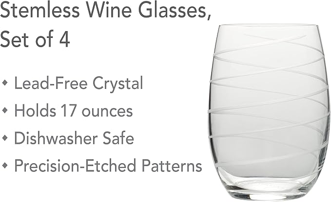 Mikasa Cheers Stemless Wine Glasses, Set of 4, 17-Ounce Clear Glasses, Durable and Elegant, Perfect for Red or White Wine, Dishwasher Safe - Image 5