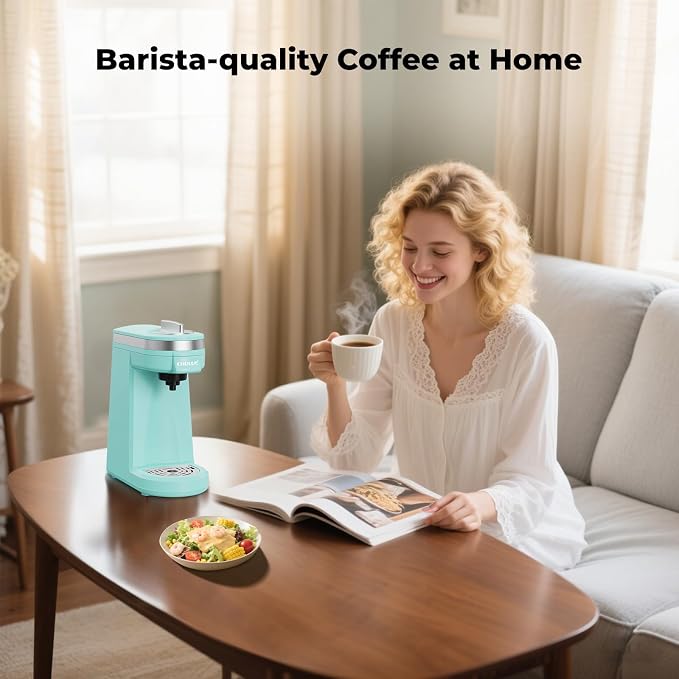 CHULUX Mini Coffee Maker for K Capsule, Single Serve Coffee Maker for One Cup Americano, Lightweight Pod Coffee Machine, Aqua | Fast-Heating Boiler System, Single Cup Brewing, Portable Compact Design, Four-Hole Multi-Stream Needle, Adjustable Drip Tray - Image 5
