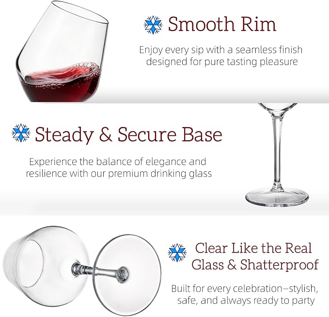 Dicunoy Set of 4 Unbreakable Stemmed Wine Glasses, 16 oz Outdoor Plastic Wine Glasses, Plastic Goblets Glassware, Reusable, BPA-Free, Classic Cups for Patio, Poolside, Camping - Image 3