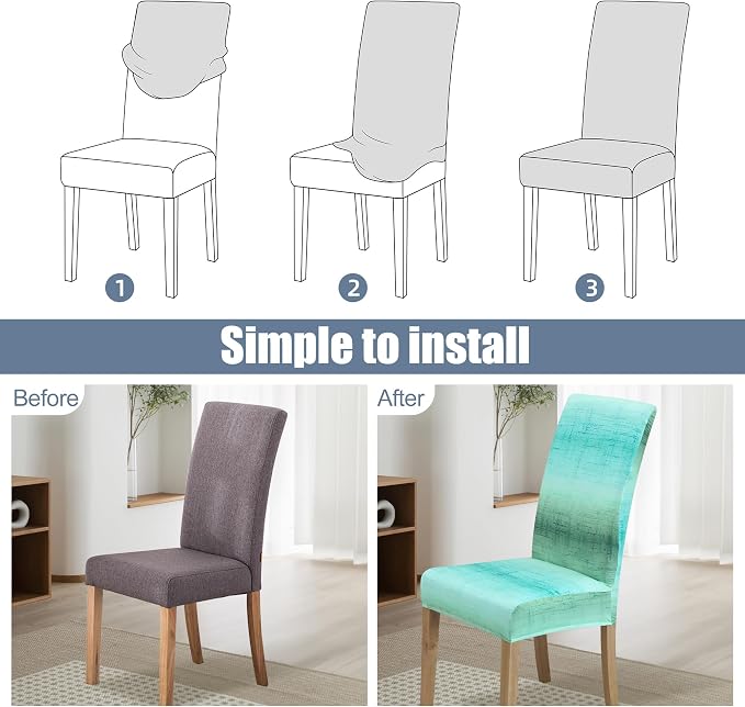 Dining Chair Covers, Stretch Seat Covers, Washable Furniture Protector | 4 Pack, Washable, Stretch Fit, Soft, Non Slip, Dining Chair Covers, Seat Protector, Furniture Cover,Easy Clean - Image 4