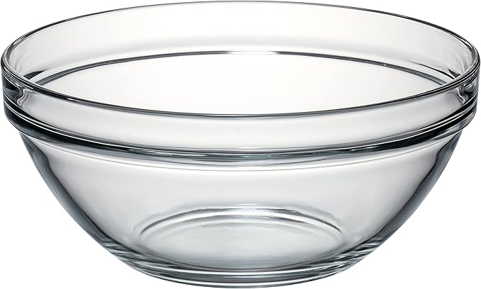 Red Co. 2.6 Quart Fully Tempered Clear Glass Mixing and Prepping Bowl with Safety Rim, Medium
