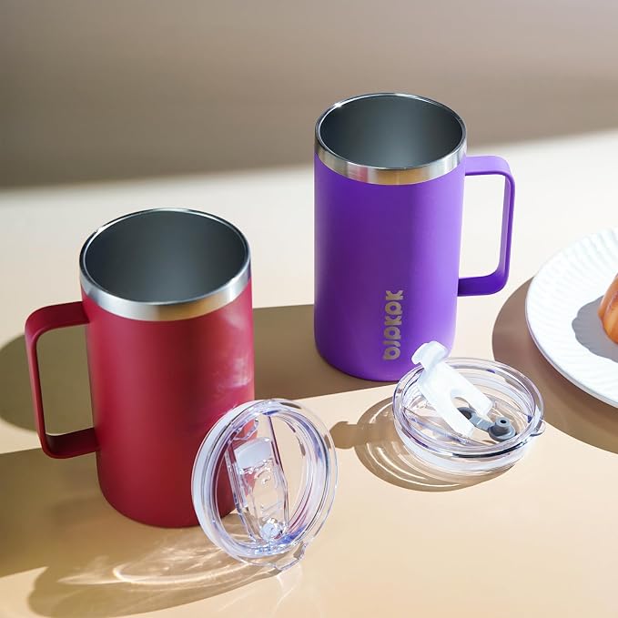 BJPKPK 25oz Insulated Coffee Mug with Handle, Stainless Steel Travel Mug | Keeps Drinks Hot & Cold, Double Wall Vacuum, 2 Lids Included, BPA-Free Coffee Tumbler for Home, Office & Travel - Image 6