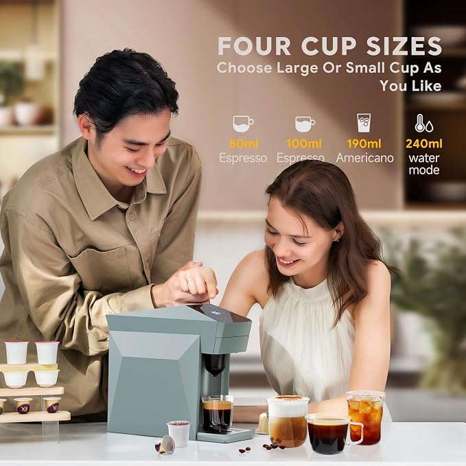 3-in-1 Coffee Maker & Espresso Machine for Pods & Grounds, Fits K Cup/Nes/Grounds, 4 Cup Sizes & Custom Brew Volume/Temp, 4.72" W for Kitchen/Office/Dorms,27 oz Tank - Image 4