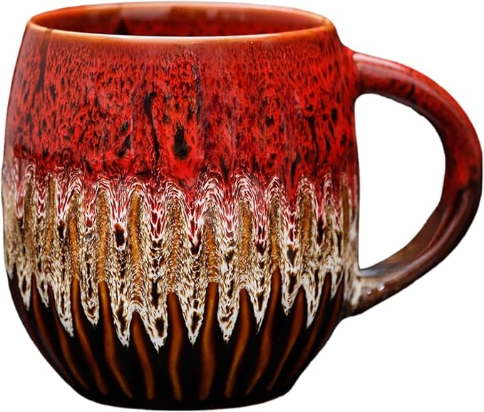 20 oz Large Ceramic Coffee Mug,Creative Handcrafted Reactive Glaze Coffee Cups Suitable for Home and Office Use,Dishwasher & Microwave Safe,Novelty Pottery Mug for Coffee Lovers Gift (red) by Unknown