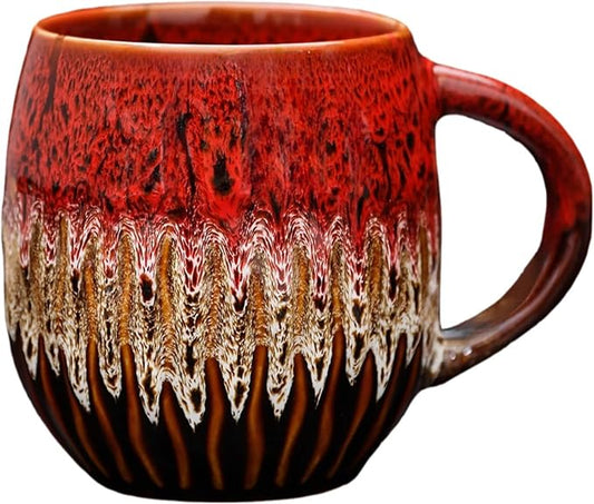 20 oz Large Ceramic Coffee Mug,Creative Handcrafted Reactive Glaze Coffee Cups Suitable for Home and Office Use,Dishwasher & Microwave Safe,Novelty Pottery Mug for Coffee Lovers Gift (red) by Unknown
