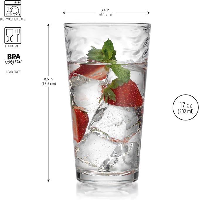 Glaver's Drinking Glasses Set of 10 Highball Glass Cups, 17 Oz Cooler Glassware. Home and Bar Everyday Basic Drinkware Elegant Kitchen Glasses for Water, Juice, Cocktails, Iced Tea. - Image 5