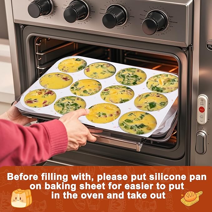 Juome Silicone Egg Bite Molds - 24 Cup Muffin Pans for Baking, Nonstick Cupcake Pan Silicone Mold for Making Tarts, Meatloaf and Mini Cheesecakes