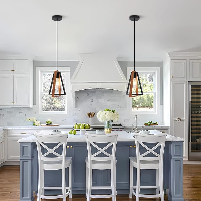 3 Pack Small Farmhouse Pendant Lights Kitchen Island Industrial Metal Pendant Light Fixture Black Hanging Light Fixture Vintage Pendant Light Fixtures for Dining Room Living Room - Image 8
