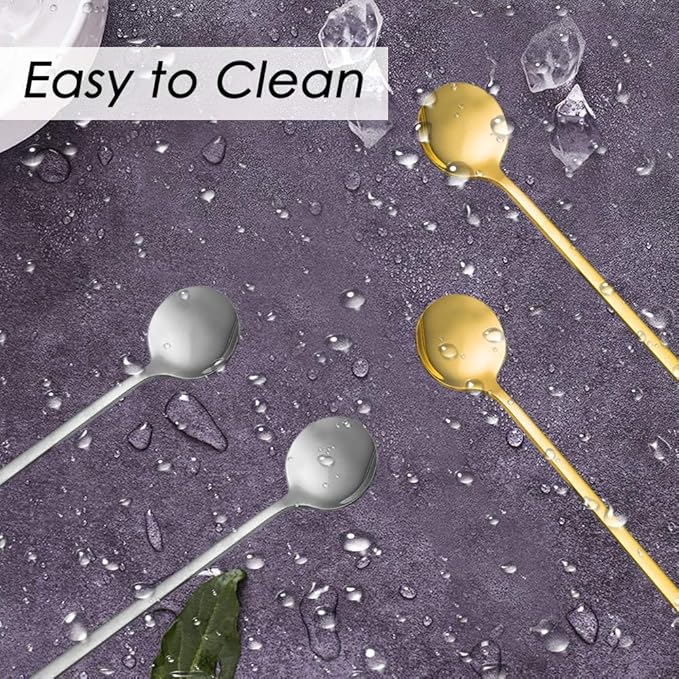 Pack of 8, Gold & Silver Plated Stainless Steel Espresso Spoons, findTop Mini Teaspoons Set for Coffee Sugar Dessert Cake Ice Cream Soup Antipasto Cappuccino, 5.3 Inch