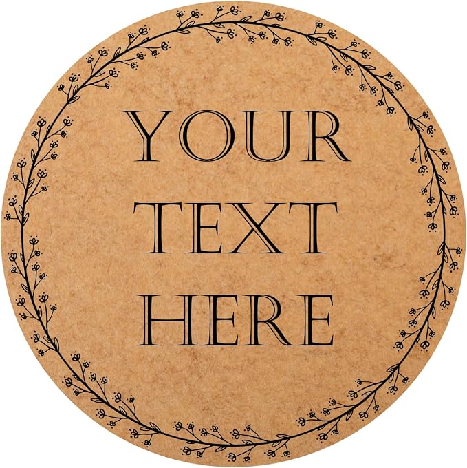 100-1000 Pcs Kraft Custom Sticker Labels Round Customized Labels Wreath Designs Personalized Stickers for Food Jars Gift Essential Oil Bottles Storage Bins(Kraft Paper 4) by Unknown