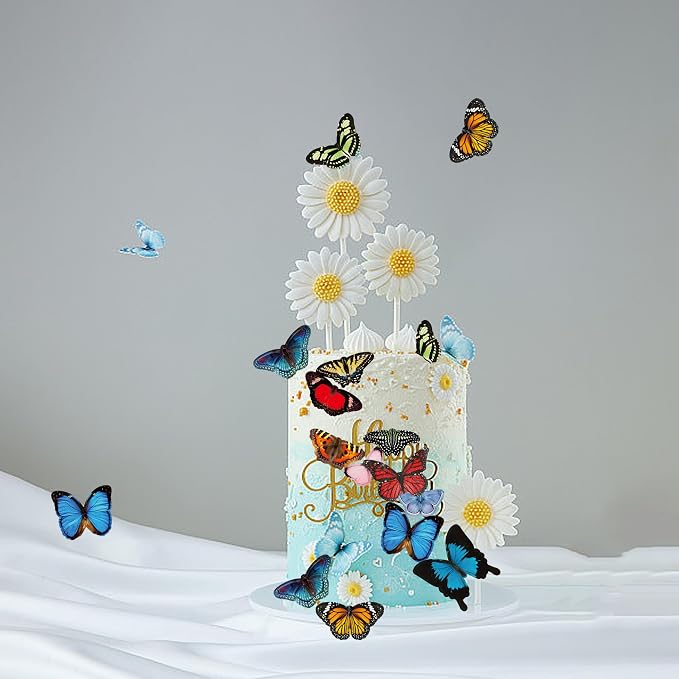 60Pcs Edible Butterfly Cake Topper Cupcake Wafer Paper Wedding Themed Party Kids Wedding Girl Women Party Birthday Cake Decoration Supplies - Image 3