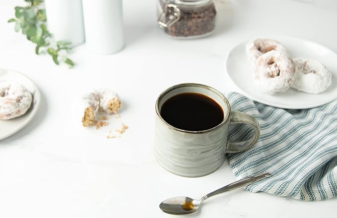 KooK Glazed Coffee Mugs, Ceramic, Microwave & Dishwasher Safe, 13 oz, Java/Slate Lined, Set of 2 - Image 2
